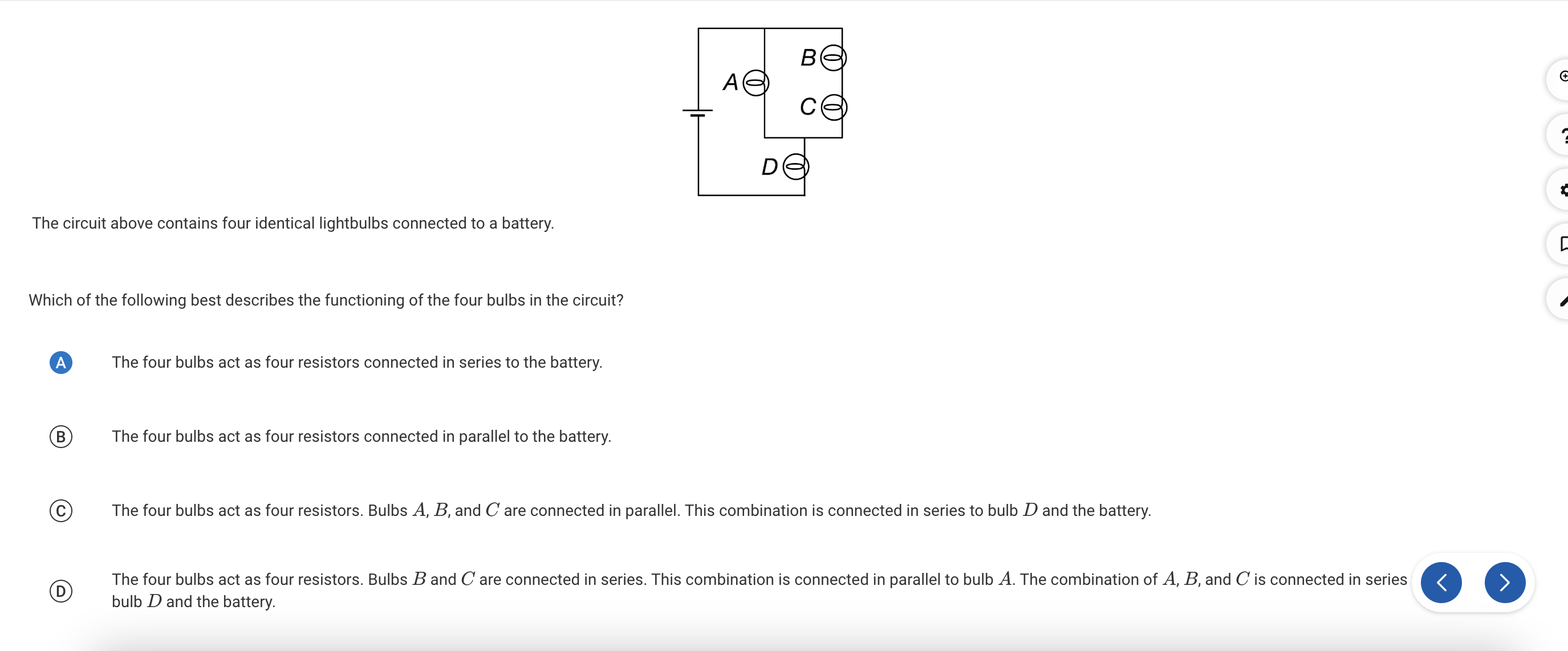 Solved The circuit above contains four identical lightbulbs
