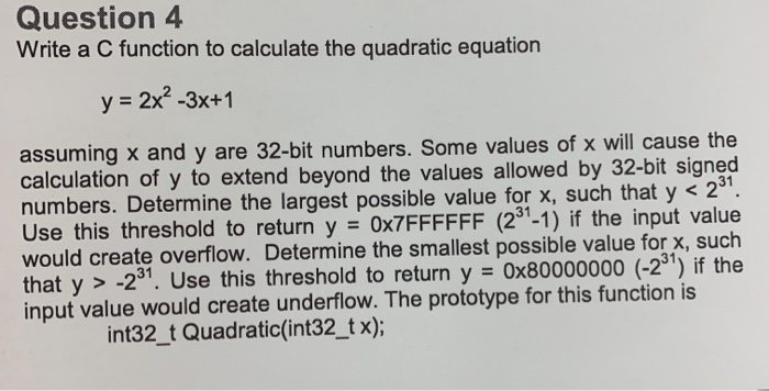 Solved Question 4 Write a C function to calculate the | Chegg.com