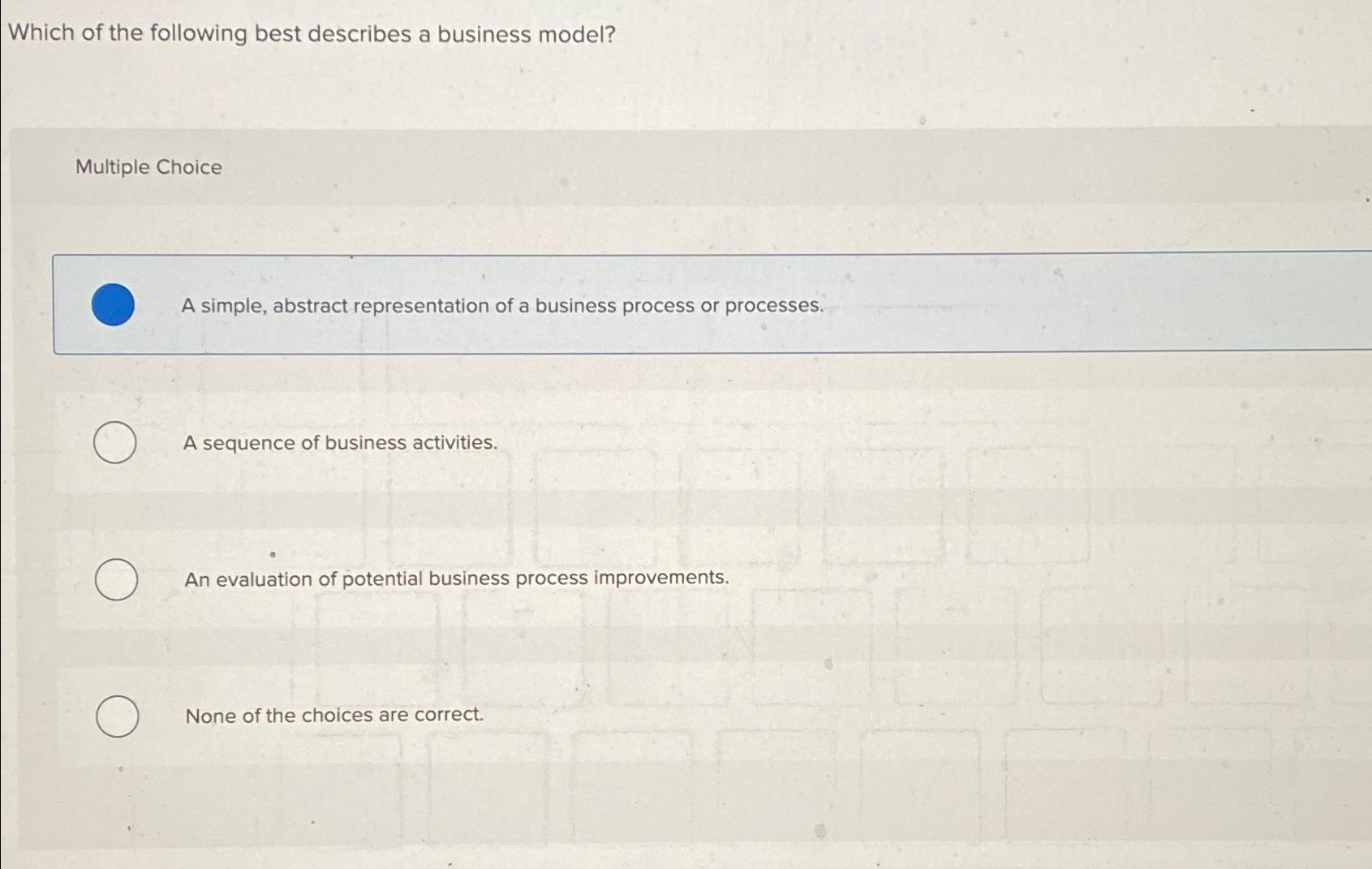 Solved Which Of The Following Best Describes A Business | Chegg.com