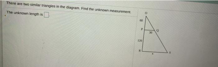 Solved There are two similar triangles in the diagram. Find | Chegg.com