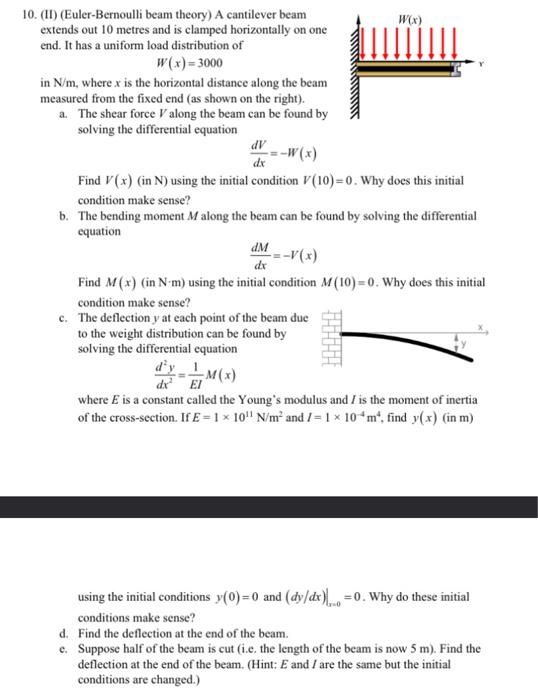 Solved 10. (II) (Euler-Bernoulli Beam Theory) A Cantilever | Chegg.com