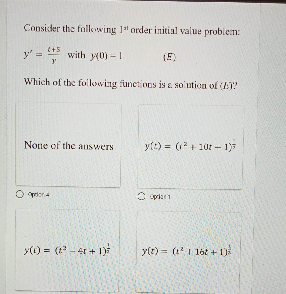 Solved Consider the following 1st order initial value | Chegg.com