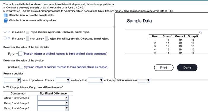 Solved The table available below shows three samples | Chegg.com