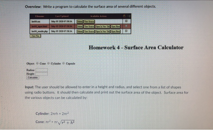 Solved Overview: Write a program to calculate the surface | Chegg.com