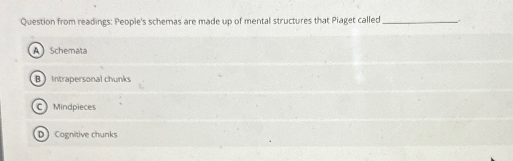 Solved Question from readings People s schemas are made up