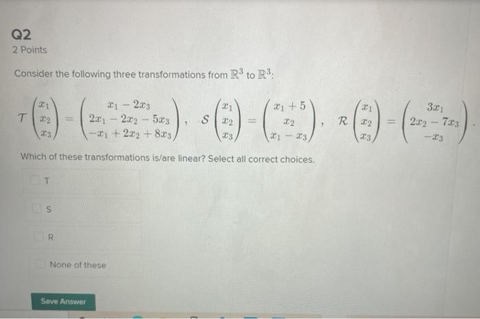 Solved Q2 2 Points Consider the following three | Chegg.com