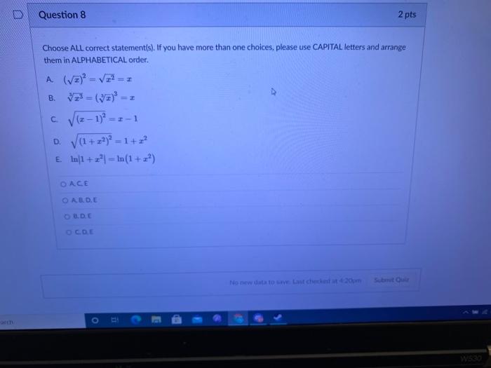 Solved Question 8 2 pts B. Choose ALL correct statement(s). | Chegg.com