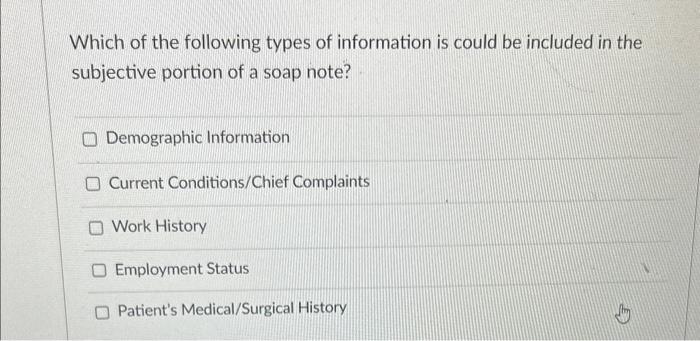 Solved Which of the following types of information is could | Chegg.com