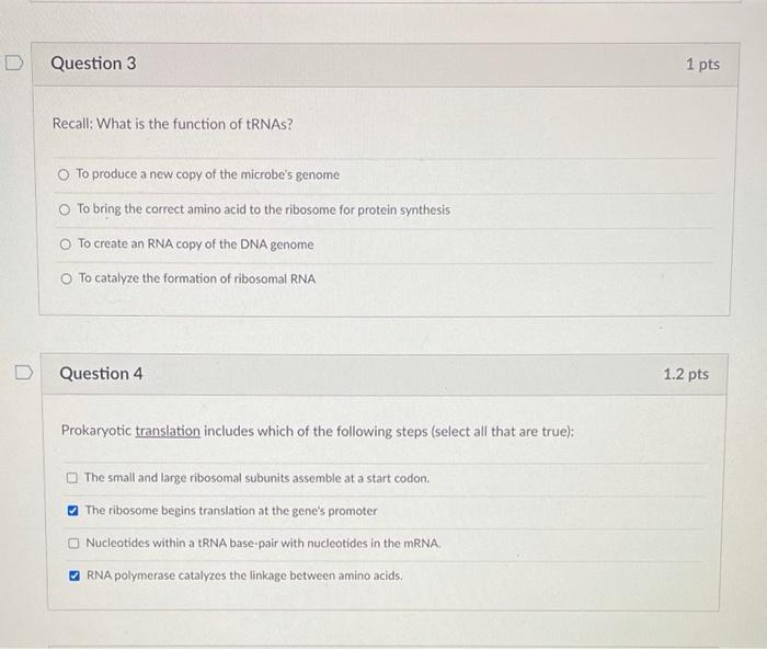 Solved D Question 3 1 pts Recall: What is the function of | Chegg.com