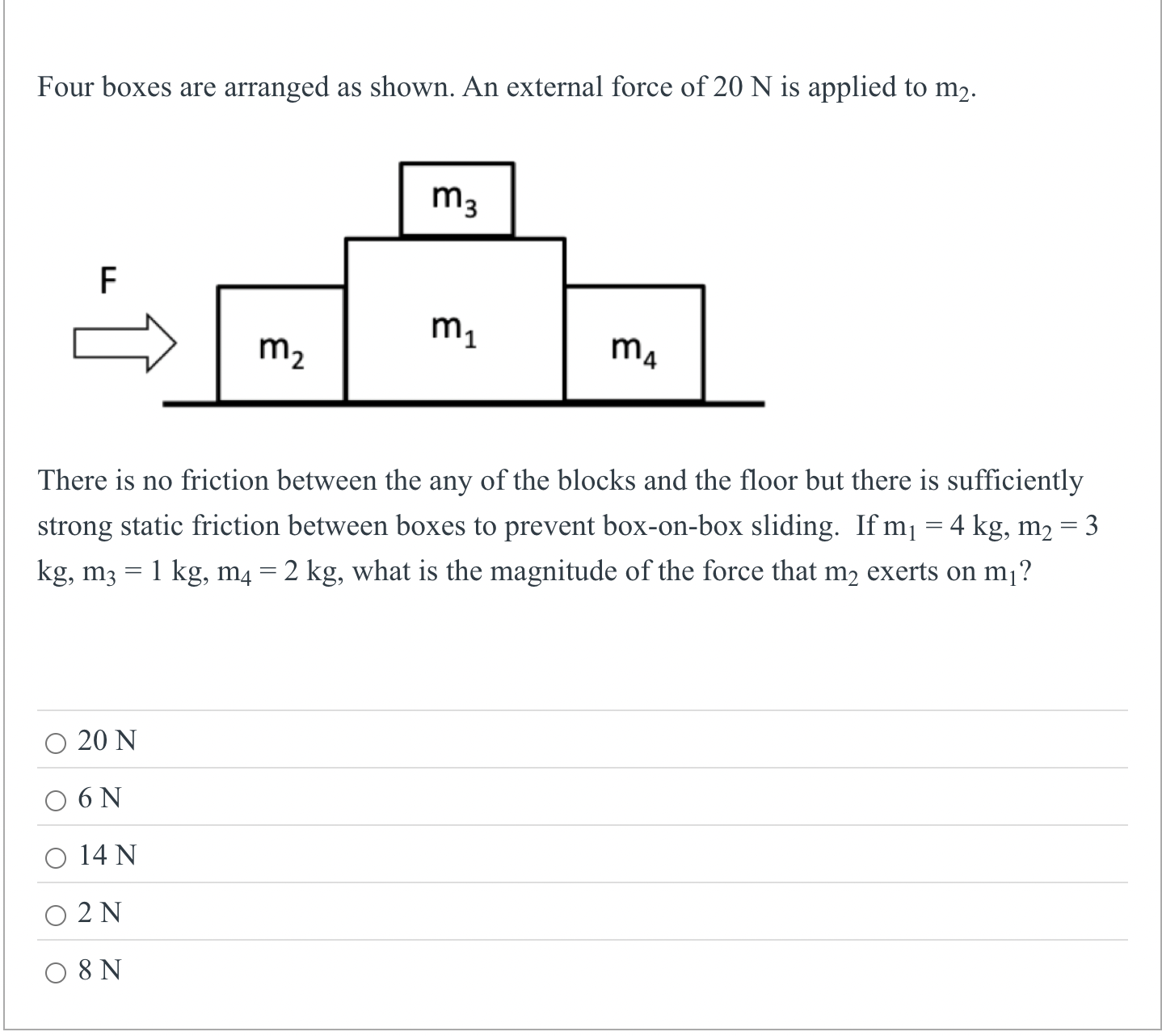 Solved Four boxes are arranged as shown. An external force | Chegg.com