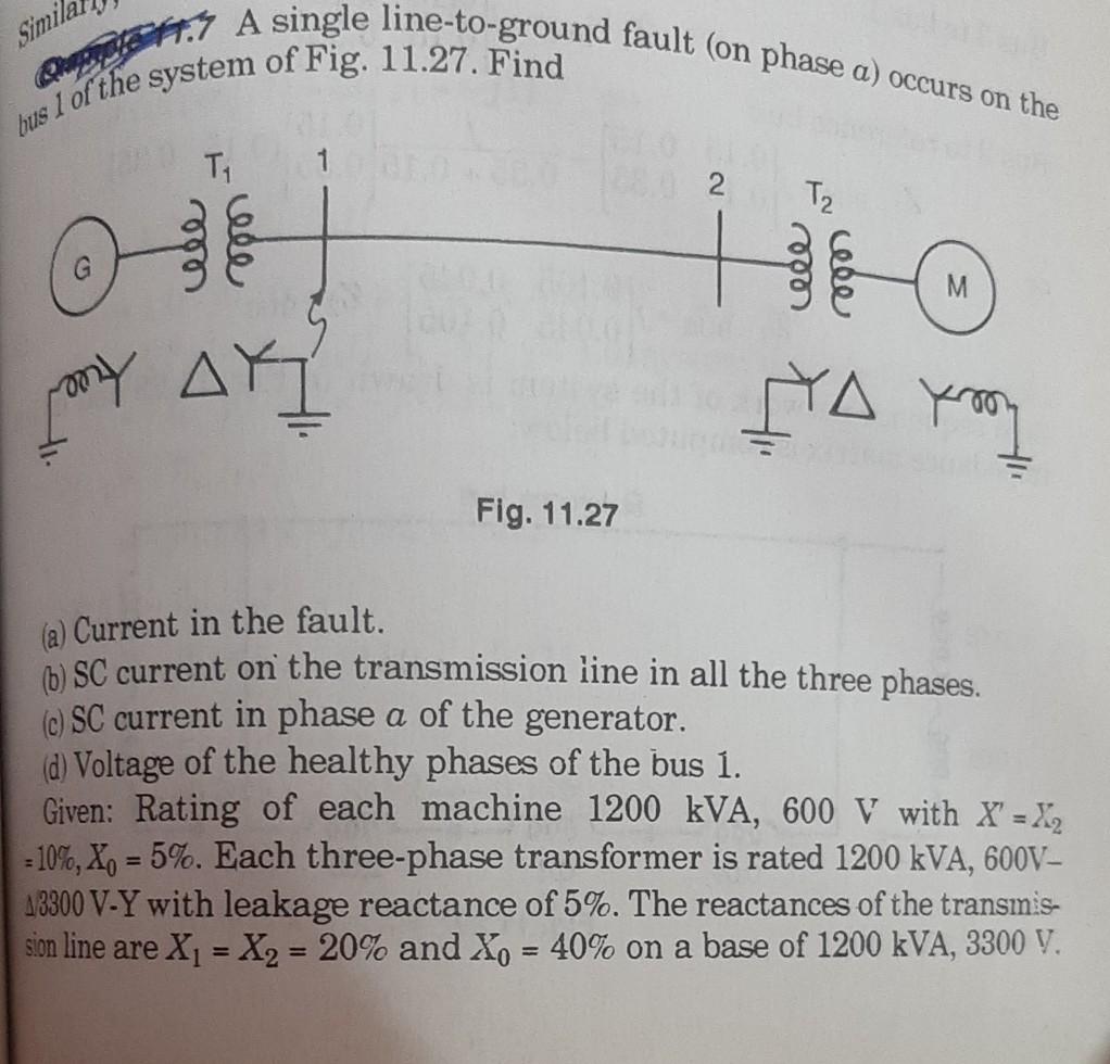 Solved Simila PPT 1.7 A single line-to-ground fault (on | Chegg.com