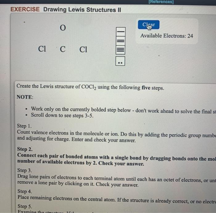 Solved (References EXERCISE Drawing Lewis Structures II O | Chegg.com
