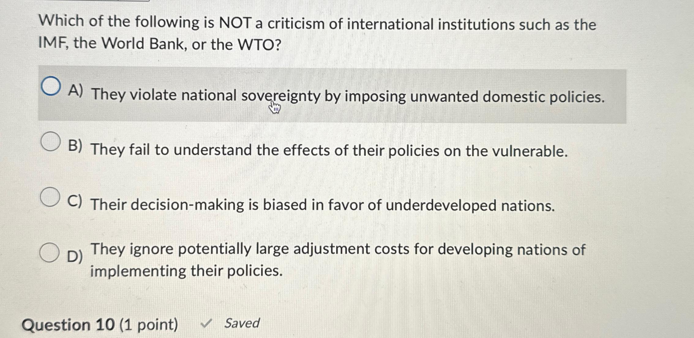 Solved Which of the following is NOT a criticism of | Chegg.com