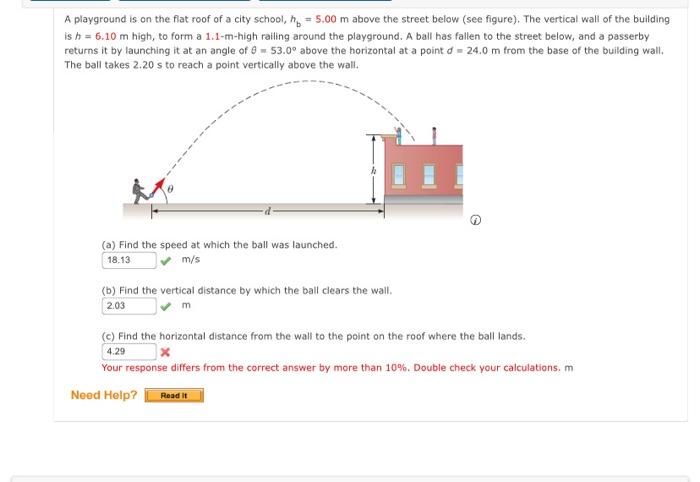 Solved A playground is on the flat roof of a city school, | Chegg.com