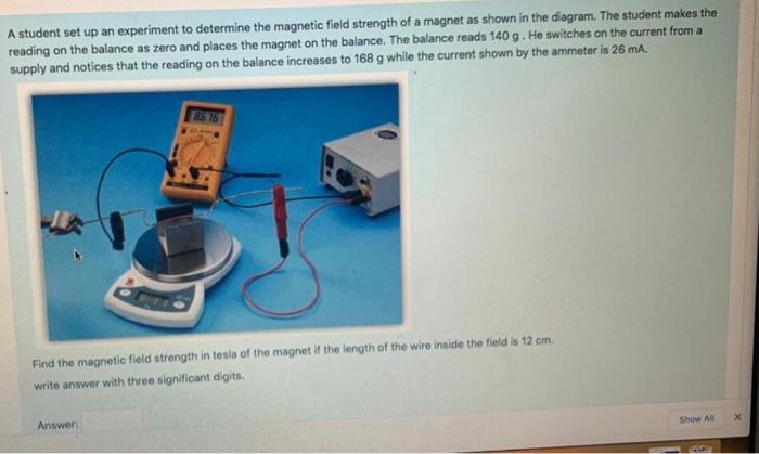 Solved A student set up an experiment to determine the | Chegg.com