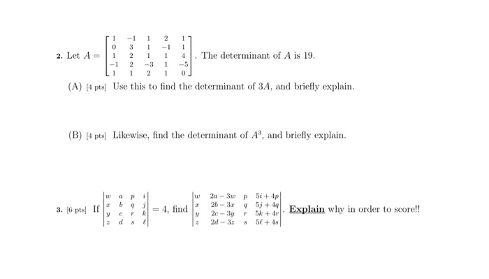 Solved 11 2 1 -1 3 0 3 1 1 0 1. [10 Pts) Use Row Operations | Chegg.com