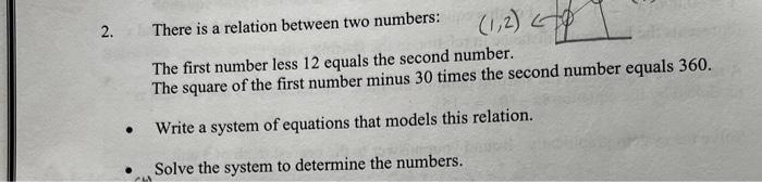 Solved 2. There is a relation between two numbers: The | Chegg.com
