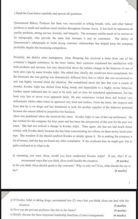 Solved 1.Read the Case below carefully and answer all | Chegg.com