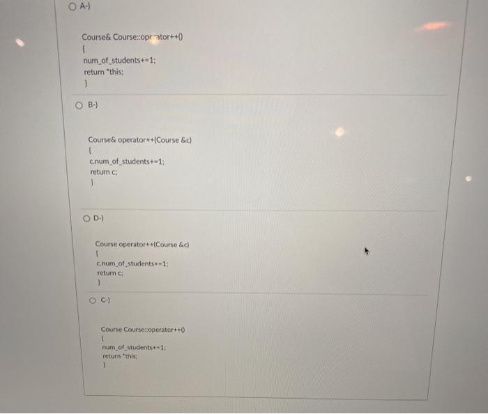 Solved D Question 11 3.5 pts Suppose there is a class named | Chegg.com