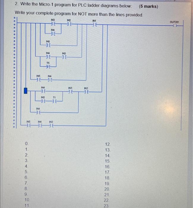 2. Write the Micro-1 program for PLC ladder diagrams | Chegg.com