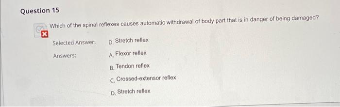 Solved Which Of The Spinal Reflexes Causes Automatic | Chegg.com