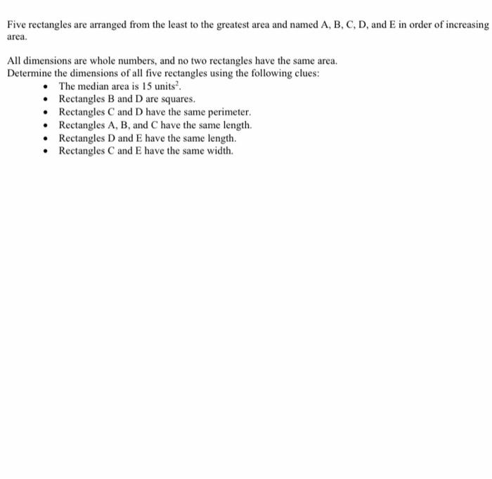 Solved Five rectangles are arranged from the least to the | Chegg.com