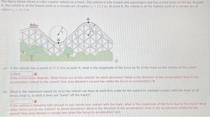 Solved He Figure Below Shows A Roller-coaster Vehicle On A | Chegg.com