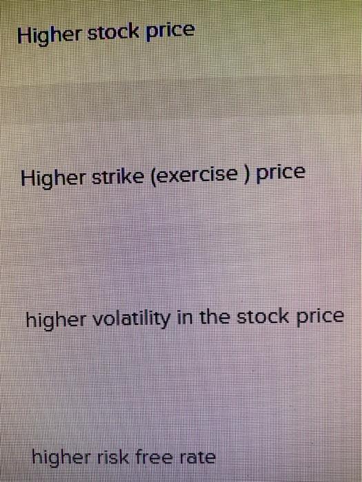 Solved Which of the following factor will DECREASE call | Chegg.com