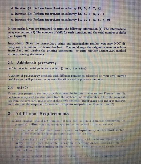 Solved 1 Description of the Program The insertion sort was | Chegg.com