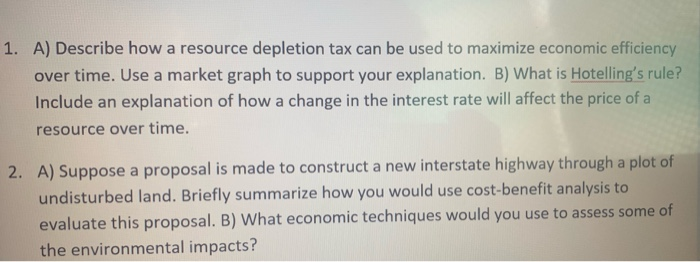 1. A) Describe How A Resource Depletion Tax Can Be 