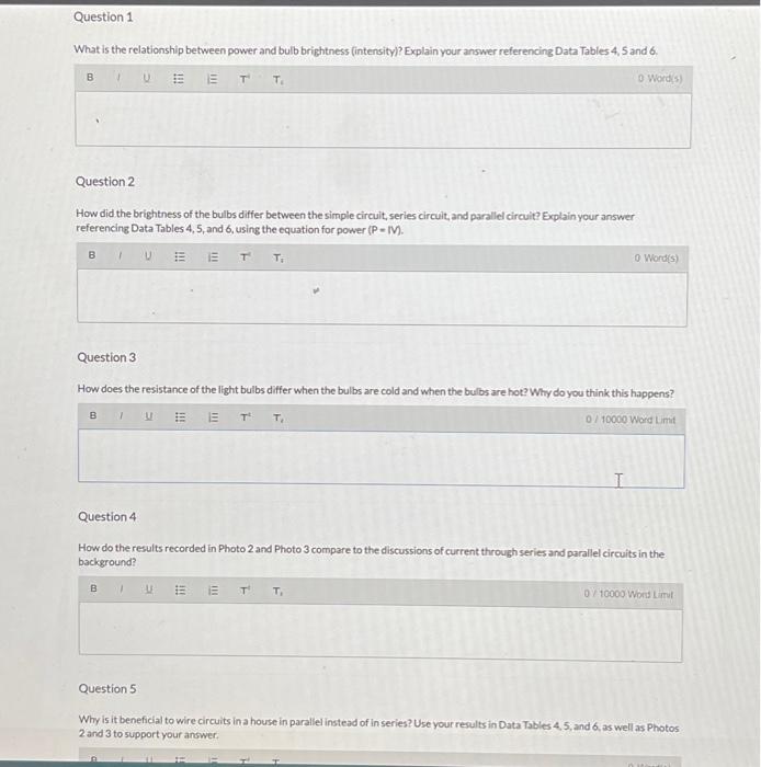 What is the relationship between power and bulb | Chegg.com