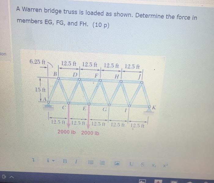 Solved A Warren bridge truss is loaded as shown. Determine | Chegg.com