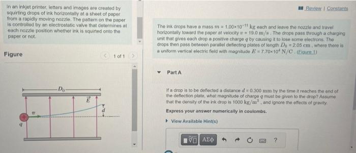 Solved In an inkjet printer, letters and images are created | Chegg.com