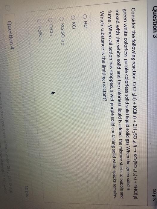 Solved Question 3 10 Pts Consider The Following Reaction: | Chegg.com