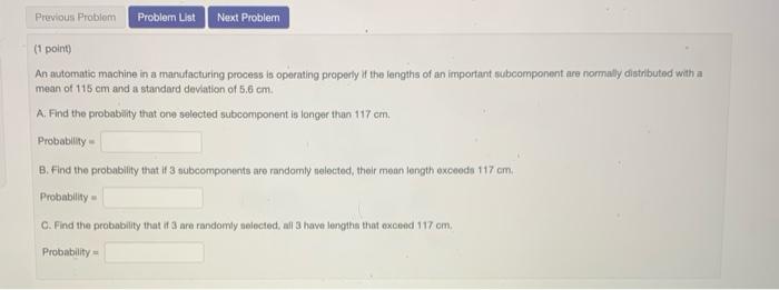 Solved Previous Problem Probler List Next Problem (1 point) | Chegg.com