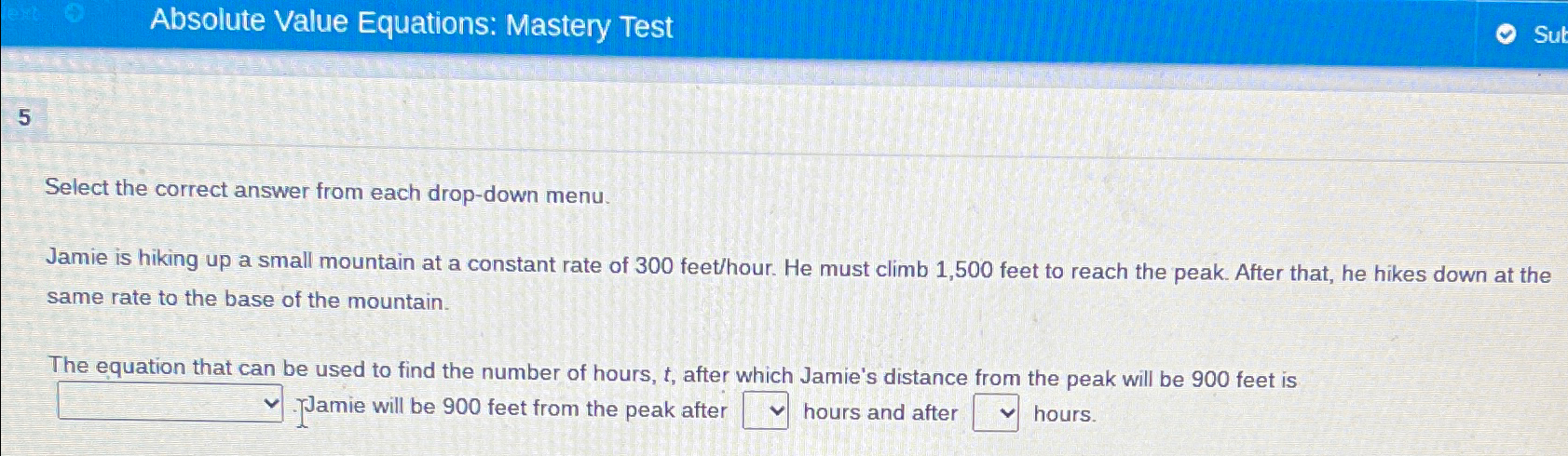 Solved Absolute Value Equations: Mastery Test5Select the | Chegg.com