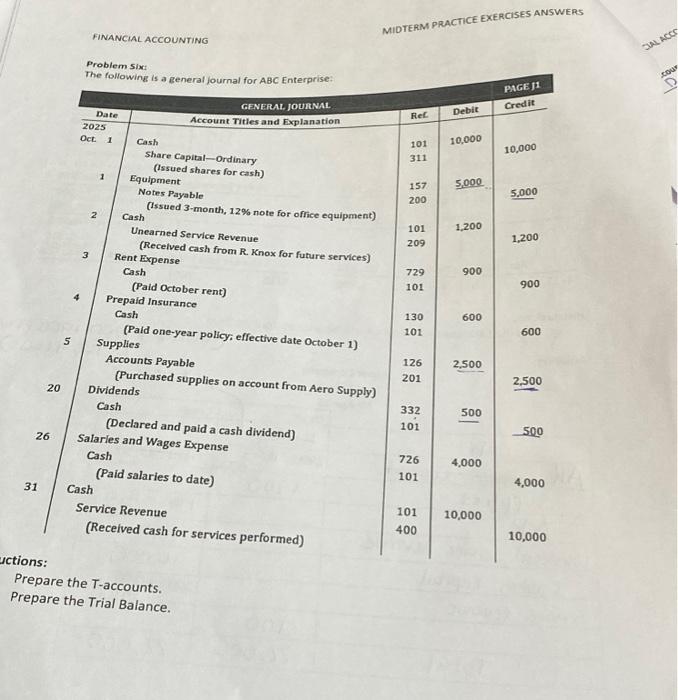 Solved FINANCIAL ACCOUNTING MIDTERM PRACTICE EXERCISES