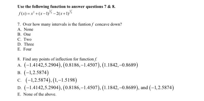 Solved Use the following function to answer questions 7 & 8 | Chegg.com