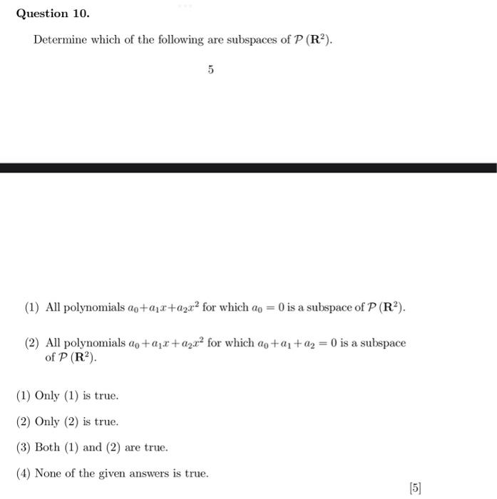 Solved Determine Which Of The Following Are Subspaces Of | Chegg.com