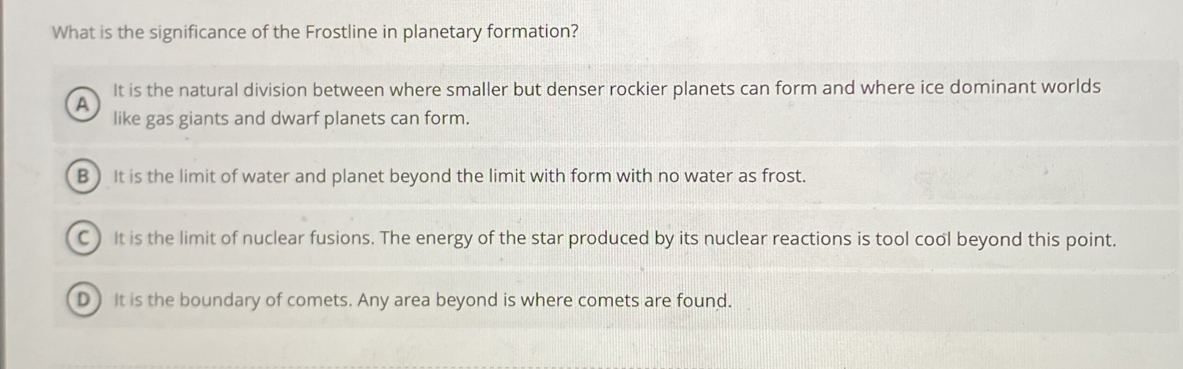 Solved What is the significance of the Frostline in | Chegg.com