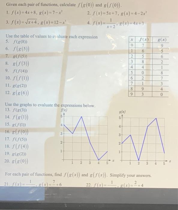 Solved Calculate (f÷g)(x) ﻿for each of the following pairs