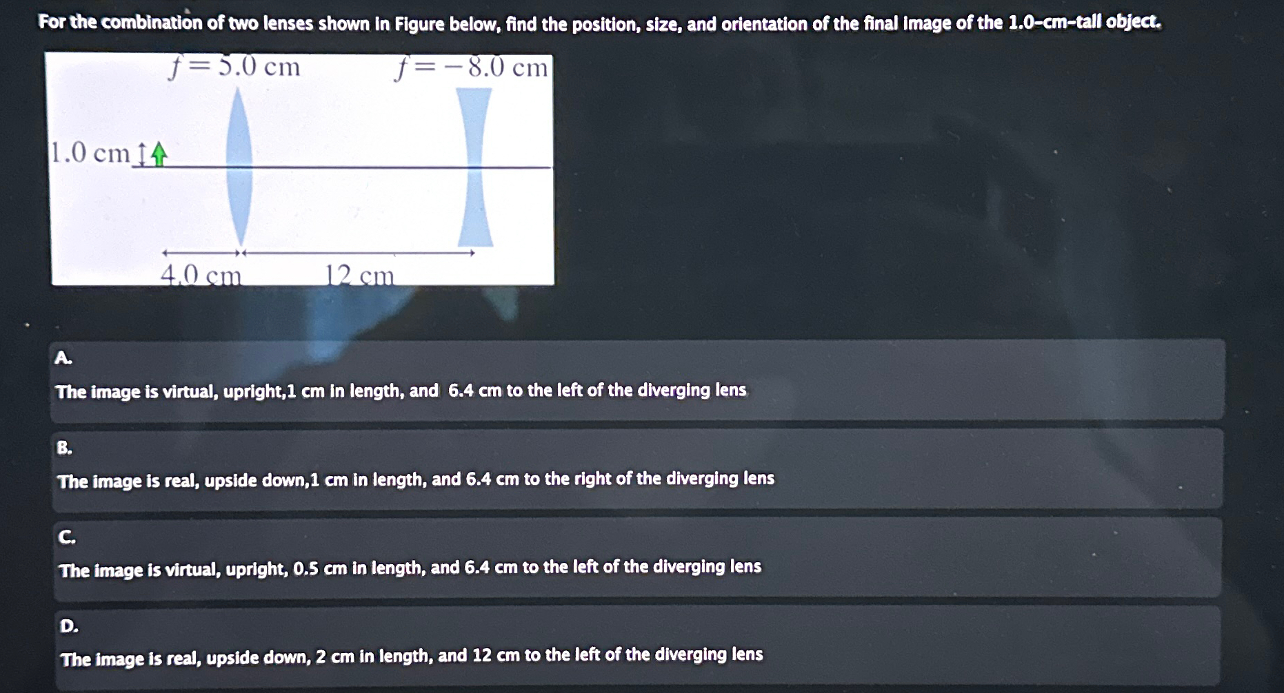 Solved For the combination of two lenses shown in Figure | Chegg.com