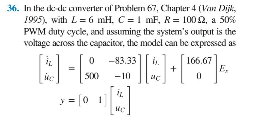 Solved 37. a. Design an observer for the dc-dc converter of | Chegg.com
