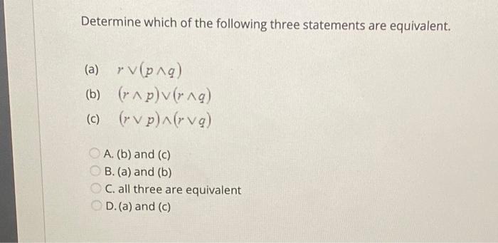 Solved Determine which of the following three statements are | Chegg.com