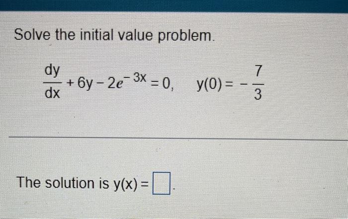 Solved Solve the initial value problem. | Chegg.com