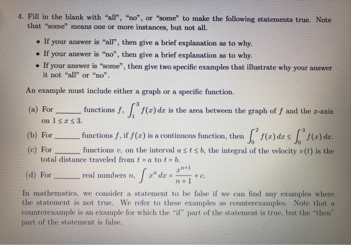 Solved 4. Fill in the blank with "all", "no", or "some" to | Chegg.com