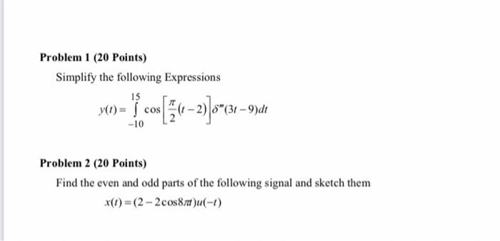 Solved Problem 1 (20 Points) Simplify the following | Chegg.com