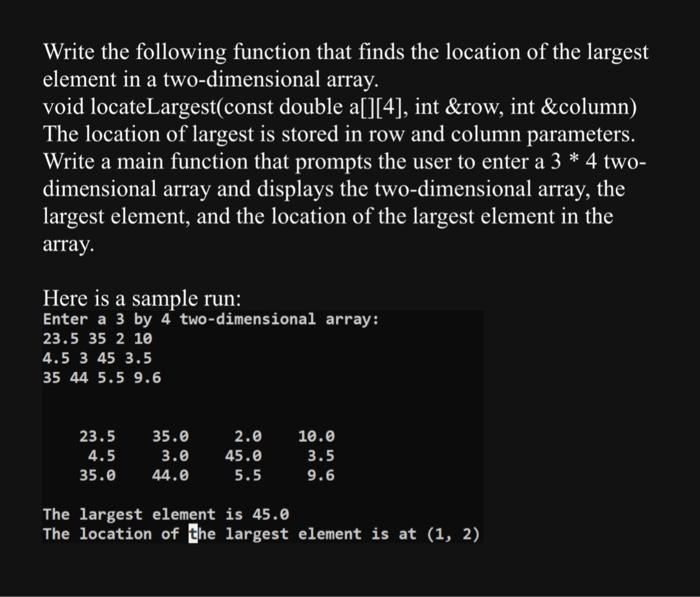 Solved Write the following function that finds the location | Chegg.com