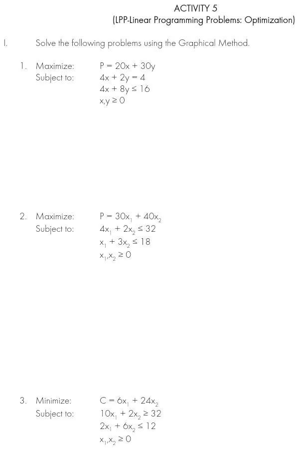 Solved ACTIVITY 5 (LPP-Linear Programming Problems: | Chegg.com
