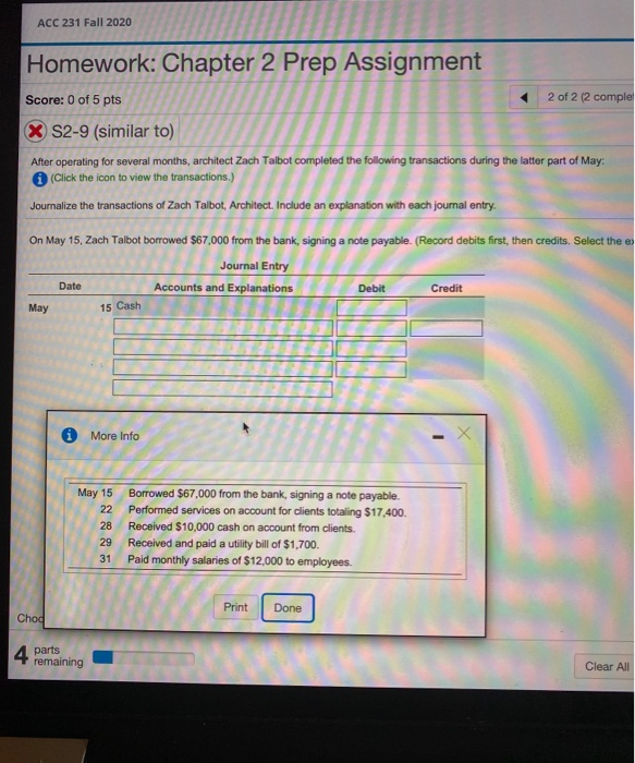 Solved ACC 231 Fall 2020 Homework: Chapter 2 Prep Assignment | Chegg.com